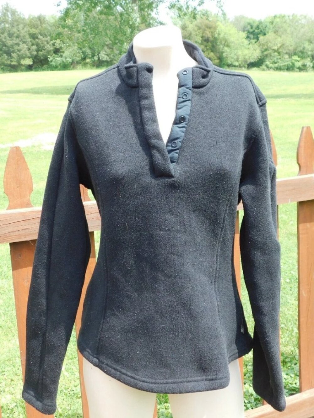 EXOFFICIO 1/4 Zip Pullover Size LARGE Womens SNAP T STYLE Fleece BLACK